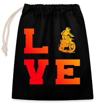 Conception compacte du motocross - Sac cadeau en coton avec cordon (25 x 30 cm) - noir - Devant