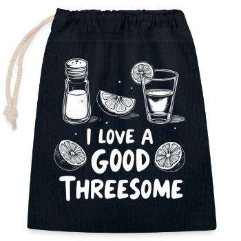 Lime Threesome Love - Closable cotton gift bag (25x30cm) - navy - Front