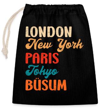 Wadden Sea LONDON NEW YORK PARIS BÜSUM Funny - Closable cotton gift bag (25x30cm) - black - Front