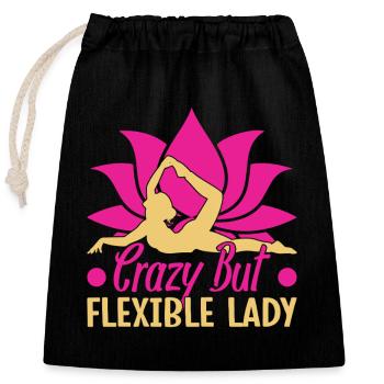 Yoga Folle Mais Flexible Femme Drôle Yoga - Sac cadeau en coton avec cordon (25 x 30 cm) - noir - Devant