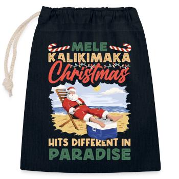 Noël hawaïen Mele Kalikimaka - Sac cadeau en coton avec cordon (25 x 30 cm) - bleu marine - Devant