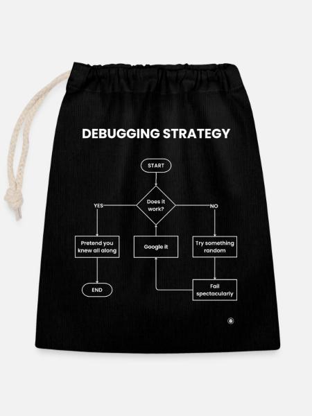 Debugging-Strategie-Flussdiagramm – Funktioniert es Geschenk - Verschließbarer Geschenkbeutel aus Baumwolle (25x30cm) - Schwarz