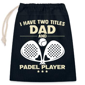 Papa Padel Cadeau Padeliste Fête des Pères Joueur - Sac cadeau en coton avec cordon (25 x 30 cm) - bleu marine - Devant