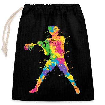Lacrosse Spieler Bunt Herren Lacrosse Jungen - Verschließbarer Geschenkbeutel aus Baumwolle (25x30cm) - Schwarz - Vorne