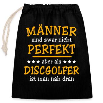 Discgolfer Discgolf - Verschließbarer Geschenkbeutel aus Baumwolle (25x30cm) - Schwarz - Vorne