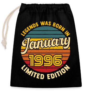Legend Born January 1996 30 Year Old Birthday - Closable cotton gift bag (25x30cm) - black - Front