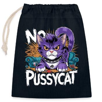 No Pussycat Rebellious Fighting Cat - Closable cotton gift bag (25x30cm) - navy - Front
