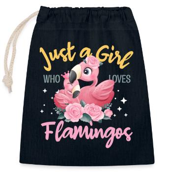 Une seule fille aime les flamants roses - Sac cadeau en coton avec cordon (25 x 30 cm) - bleu marine - Devant