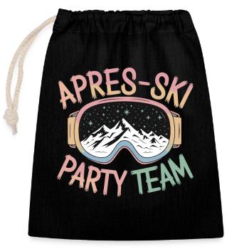  Apres Ski Party Team Berge Sterne Skibrille - Verschließbarer Geschenkbeutel aus Baumwolle (25x30cm) - Schwarz - Vorne