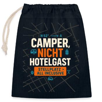 Camper not hotel guest, pitch fan - Closable cotton gift bag (25x30cm) - navy - Front