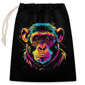 Tête de singe néon dans le style pop art - Sac cadeau en coton avec cordon (25 x 30 cm) - noir - Devant