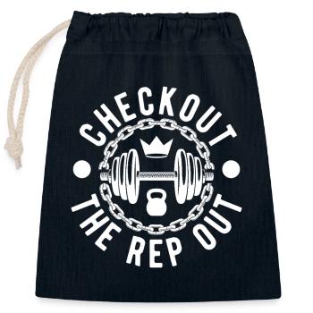 Bodybuilder en powerlifting Découvrez The Rap Out Gym - Sac cadeau en coton avec cordon (25 x 30 cm) - bleu marine - Devant