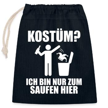 KOSTÜM? Nur zum Saufen hier – Anti-Karneval - Verschließbarer Geschenkbeutel aus Baumwolle (25x30cm) - Navy - Vorne