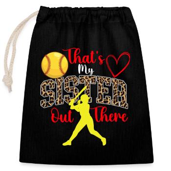 C’est ma sœur là-bas, la fière famille de softball - Sac cadeau en coton avec cordon (25 x 30 cm) - noir - Devant