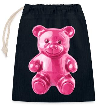 Pink Shiny Bear Motif - Closable cotton gift bag (25x30cm) - navy - Front