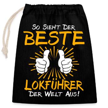 Train Driver Gift Idea - Closable cotton gift bag (25x30cm) - black - Front
