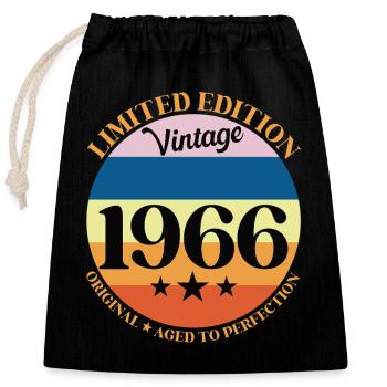 1966 Anniversaire Vintage Cadeau d'Anniversaire 66 - Sac cadeau en coton avec cordon (25 x 30 cm) - noir - Devant