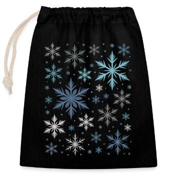 Flocons de neige Noël d’hiver - Sac cadeau en coton avec cordon (25 x 30 cm) - noir - Devant