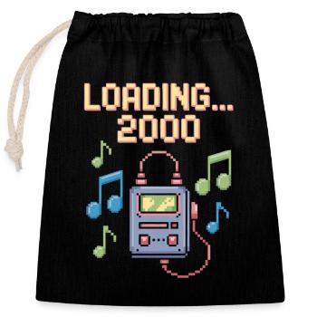 Retro Pixel Design – Loading 2000 - Verschließbarer Geschenkbeutel aus Baumwolle (25x30cm) - Schwarz - Vorne