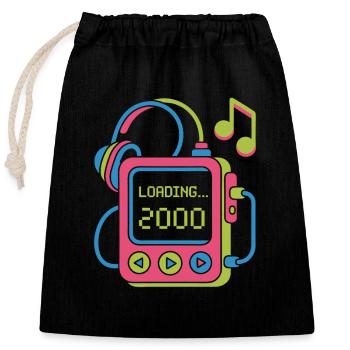 Lecteur MP3 rétro Musique des années 2000 Coloré - Sac cadeau en coton avec cordon (25 x 30 cm) - noir - Devant