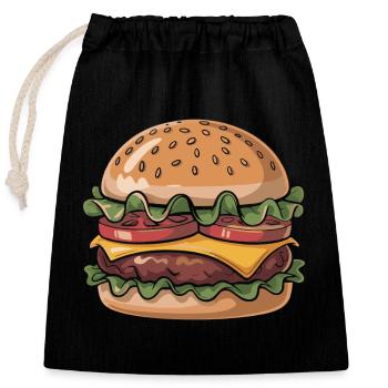 Fresh burger enjoyment - Closable cotton gift bag (25x30cm) - black - Front