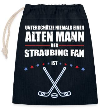 Alter Mann - Straubing Eishockey Fan | Retro - Verschließbarer Geschenkbeutel aus Baumwolle (25x30cm) - Navy - Vorne