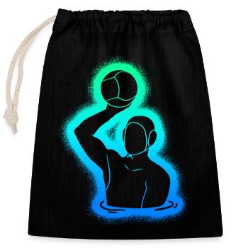 Wasserball Kinder Herren Jungen Wasserballer - Verschließbarer Geschenkbeutel aus Baumwolle (25x30cm) - Schwarz - Vorne