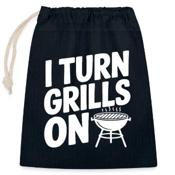I Turn Grills On - Closable cotton gift bag (25x30cm) - navy - Front