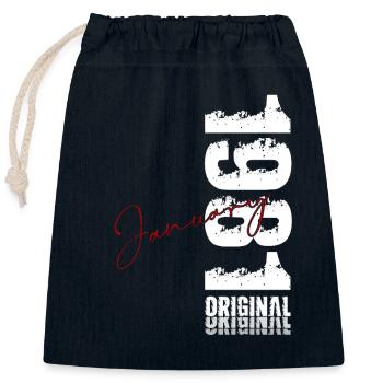 45th Birthday Original January 1981 - Closable cotton gift bag (25x30cm) - navy - Front
