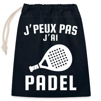 Je peux pas j ai padel - Sac cadeau en coton avec cordon (25 x 30 cm) - bleu marine - Devant