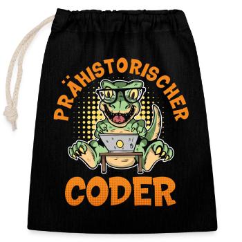 Coding PREHISTORIC CODER Fun - Closable cotton gift bag (25x30cm) - black - Front