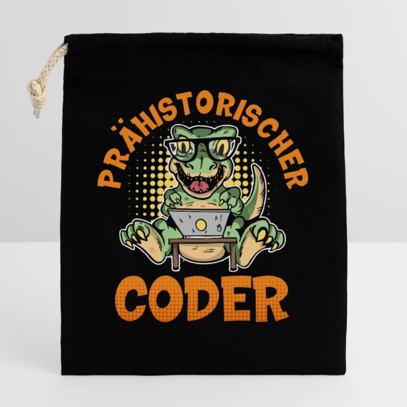 Programmation PRÉHISTORIQUE : Divertissement du CODER Sac cadeau en coton avec cordon (25 x 30 cm)