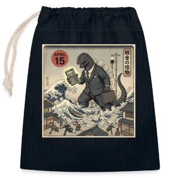 Costume du Monstre de la Taxe du 15 avril - Sac cadeau en coton avec cordon (25 x 30 cm) - bleu marine - Devant