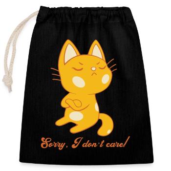 Je m’en fiche, amateur de chats drôle - Sac cadeau en coton avec cordon (25 x 30 cm) - noir - Devant