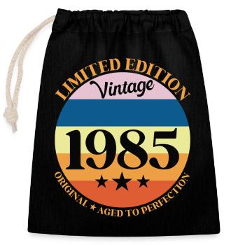 1985 Vintage Geburtstagsgeschenk 85 Geburtstag - Verschließbarer Geschenkbeutel aus Baumwolle (25x30cm) - Schwarz - Vorne