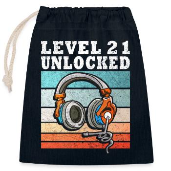 Level 21 Unlocked Kopfhörer - Verschließbarer Geschenkbeutel aus Baumwolle (25x30cm) - Navy - Vorne