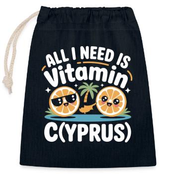 Zypern All I Need Is Vitamin Cyprus Zypern Flagge - Verschließbarer Geschenkbeutel aus Baumwolle (25x30cm) - Navy - Vorne