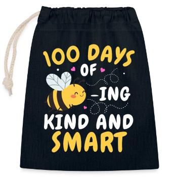 100 Tage Bienen-freundlich und klug - Verschließbarer Geschenkbeutel aus Baumwolle (25x30cm) - Navy - Vorne