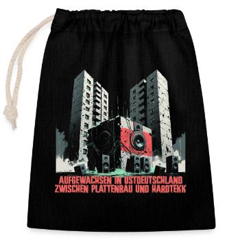 Hardtekk Tekke Ostdeutschland Plattenbau - Sac cadeau en coton avec cordon (25 x 30 cm) - noir - Devant