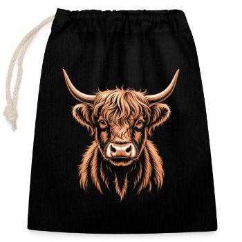 Bovins écossais des Highlands - Sac cadeau en coton avec cordon (25 x 30 cm) - noir - Devant