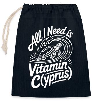Cyprus All I Need Is Vitamin Cyprus Cyprus Flag - Closable cotton gift bag (25x30cm) - navy - Front