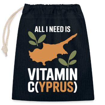 Cyprus All I Need Is Vitamin Cyprus Cyprus Flag - Closable cotton gift bag (25x30cm) - navy - Front
