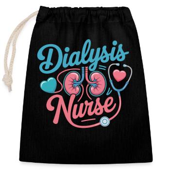 Motivation de l’infirmière en dialyse - Soins rénaux - Sac cadeau en coton avec cordon (25 x 30 cm) - noir - Devant