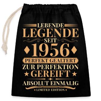 70 Years Perfectly Aged 1956 Vintage - Closable cotton gift bag (25x30cm) - black - Front