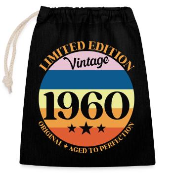 1960er Vintage-Geburtstagsgeschenk 60er Jahre - Verschließbarer Geschenkbeutel aus Baumwolle (25x30cm) - Schwarz - Vorne