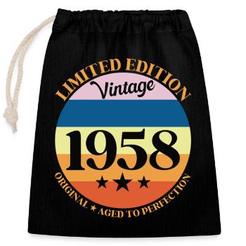 1958 Vintage Geburtstagsgeschenk 58 Geburtstag - Verschließbarer Geschenkbeutel aus Baumwolle (25x30cm) - Schwarz - Vorne