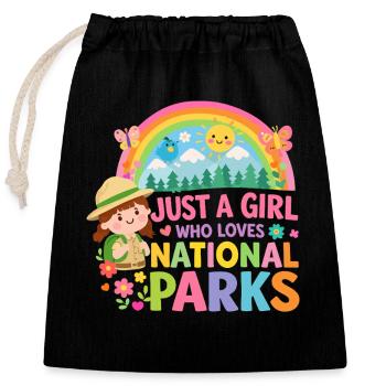 Just a Girl Loves National Parks - Closable cotton gift bag (25x30cm) - black - Front