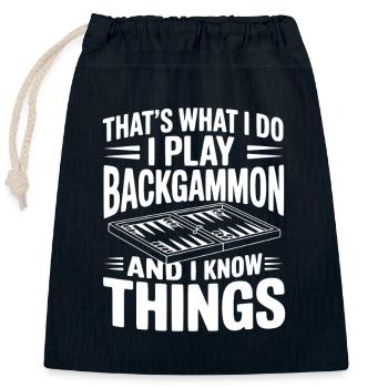 That's What I Do I Play Backgammon - Closable cotton gift bag (25x30cm) - navy - Front