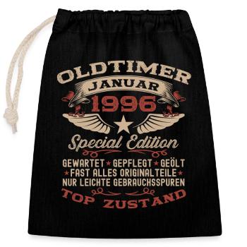 Cadeau du 33e anniversaire Voiture Classique janvier 1996 - Sac cadeau en coton avec cordon (25 x 30 cm) - noir - Devant