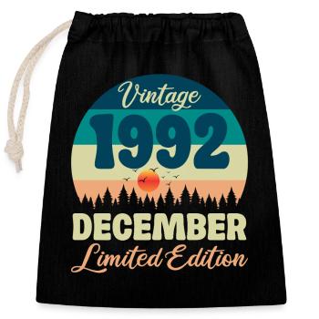Birthday December 1992 Birthday Gift - Closable cotton gift bag (25x30cm) - black - Front
